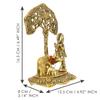 Lord Krishna Playing Flute Under Tree with Golden Cow and Calf Showpiece