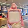 Water Bottle Cute Square Water Bottle Plastic with Straw Portable Beverage Bottle Adult Children Summer Water Bottle Large Capacity 700ML