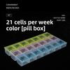 Здравоохранение Портативный Еженедельный Напоминатель 3 ряда по 21 ячейке Радужная Коробка для хранения лекарств с бриллиантами