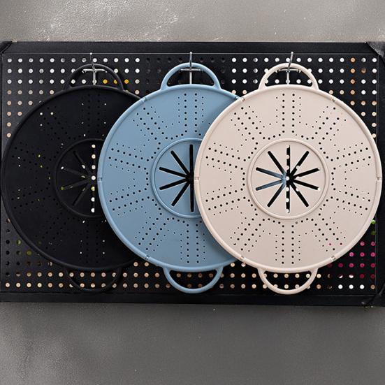 Крышка-непроливайка Силиконовая Высокотемпературная Многоразовая Кухонная Крышка с Защищающими от Ожогов Поручнями Конструкция с Паровым Отверстием Складная Пароварка