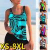 2024 Summer High Waist Bath Suit Women New Design Printing Bikini Set Sleeveless Monokini Trend Two-piece Set Tankini Bath Suit