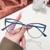 Glasses Anti-Blue Mirror Can Be Equipped With Degree Flat Mirror Cat Eye Tide Unisex Metal Glasses Frame