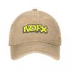 Унисекс Кепка с Логотипом Панк-Группы NOFX Винтажная Потертая Джинсовая Хип-Хоп Музыкальная Бейсболка Регулируемая