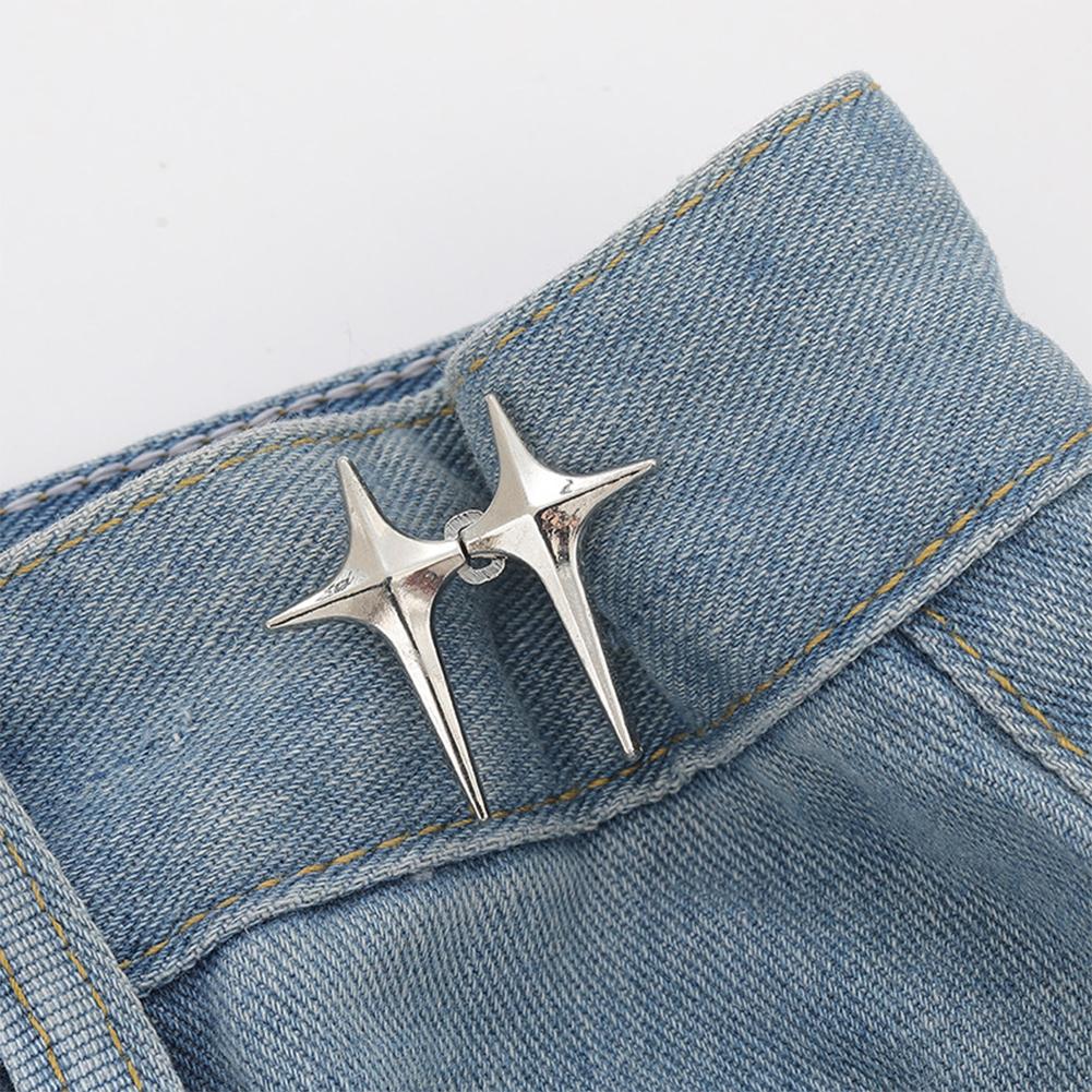 1Pc Adjustable Waist Buckle Cross Star Shape Jean Buttons Pins Detachable Metal Buttons Waist Tightener Clothing Accessories