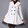 Women Flare Double Breasted Trench Jacket Ladies Long Lapel Outwear Peacoat