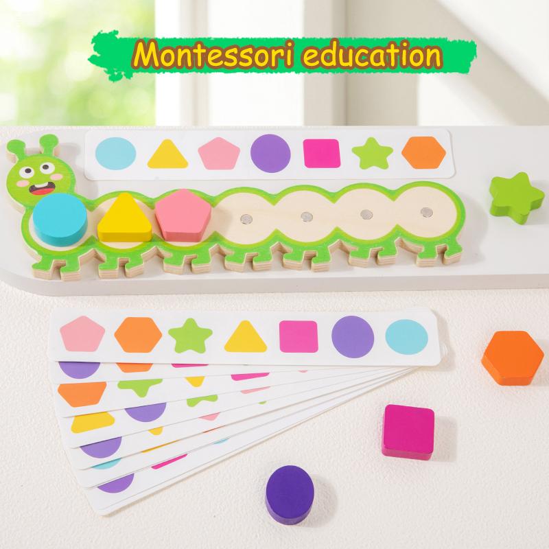 Montessori Magnetic Caterpillar Puzzles Children's Toy Color Shape Matching Logical Thinking Training Puzzle Board Game For Kids