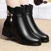 Women's Short Boots Velvet Flat Non-slip Leather Shoes Winter Flat-heeled Cotton Shoes