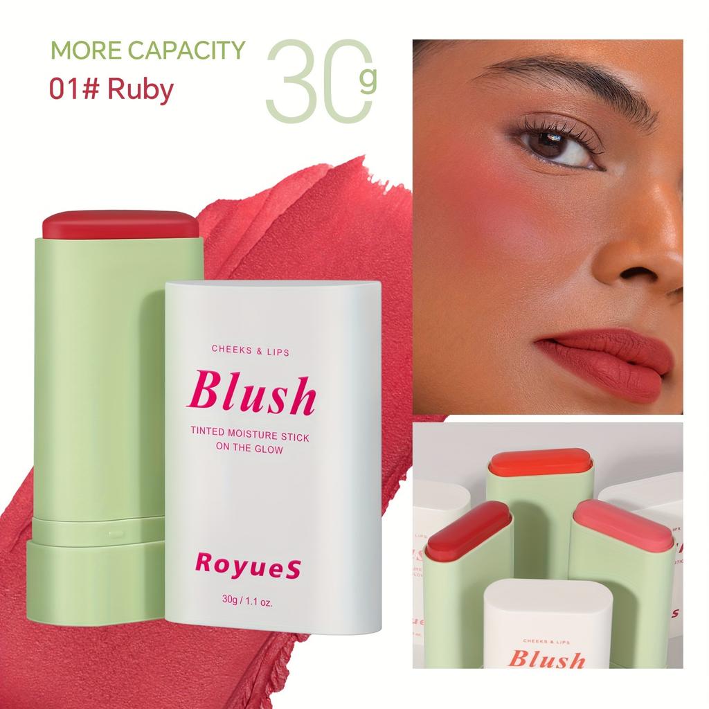 30g Blush Stick Blush Cream Brightening Contouring Stick Moisturizing Natural Nude Makeup Blush Cream Waterproof Multi-functional Solid Blush Rouge