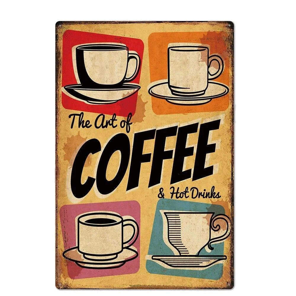 Vintage Metal Tin Signs Wall Decor Plaque Retro CafeArt Posters Kitchen Bar Pub Club Coffee Shop Plate Room Decoration