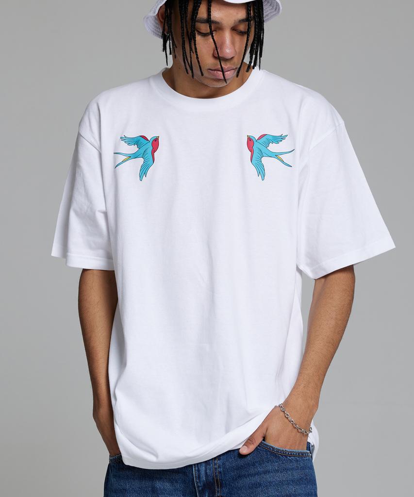 CREAM SODA LAB Swallow Twin Short Sleeve Tee White