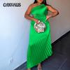 Plus Size Women's Dress One Shoulder Slant Neck Pleated Hollow Irregular Gown Dresses