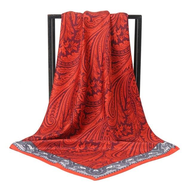 2021 Design Brand Women Square Silk Scarf Chain Print Head Scarfs Female Satin Hijab Scarves Shawl Wrap Lady Headband Foulard