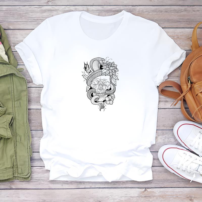 Модная летняя футболка, симпатичный принтованный дизайн, модный женский топ с коротким рукавом.