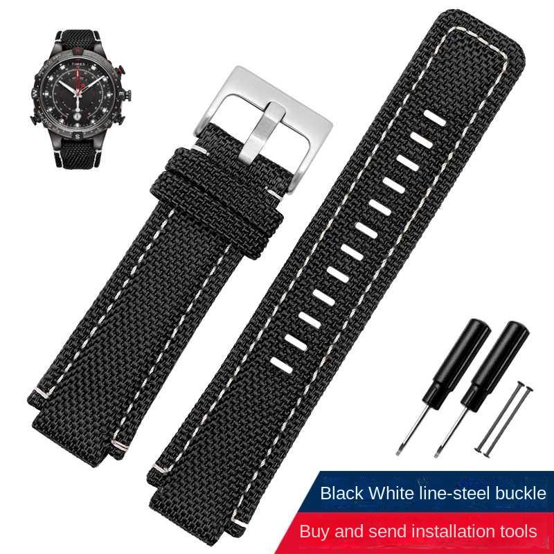 24*16 мм Для TIMEX Приливный Холщовый Выпуклый Ремешок Мужской Браслет с Компасом Серии T2N721 T2N720 TW2T76500 TW2T76300 Нейлоновый Ремешок для Часов