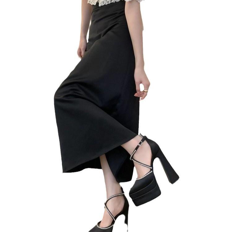 2025 весна и лето новая мода водная платформа толстый каблук ненавижу небоскребы острый носок шелк высокий каблук показ на подиуме женские туфли