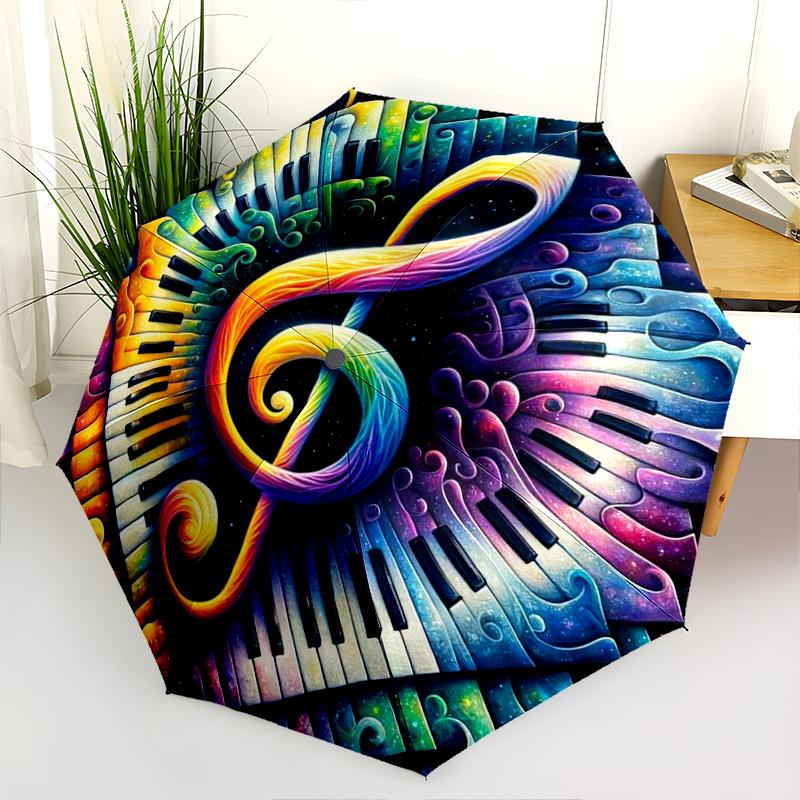 1PC Musical notes Umbrella Portable Folding Umbrella Iron Frame Hole Bone Structure Outdoor Home Umbrella A2