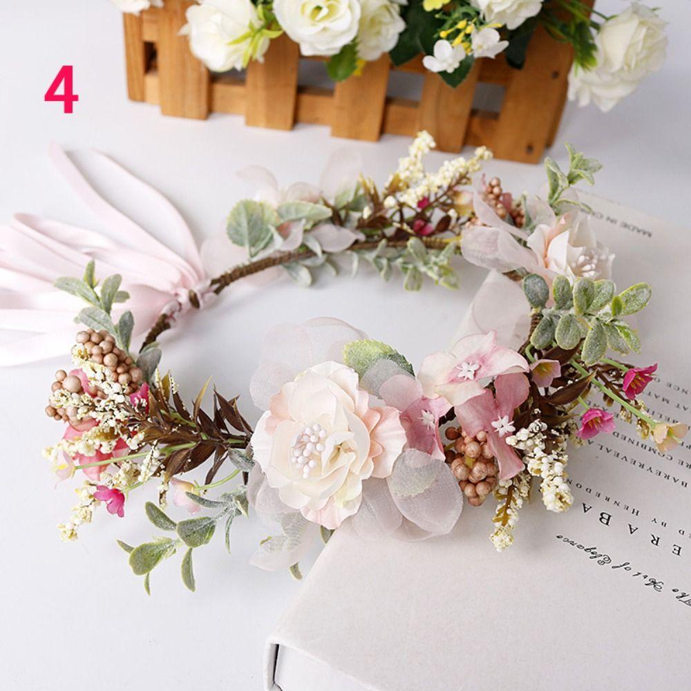 Hair Jewelry Bride Hair Band Headwear for Wedding Flower Wreaths Flower Tiara Garland Crown