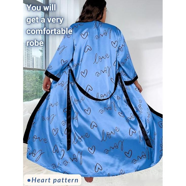 Женский халат на День святого Валентина больших размеров, сексуальный атласный халат, длинная одежда для сна