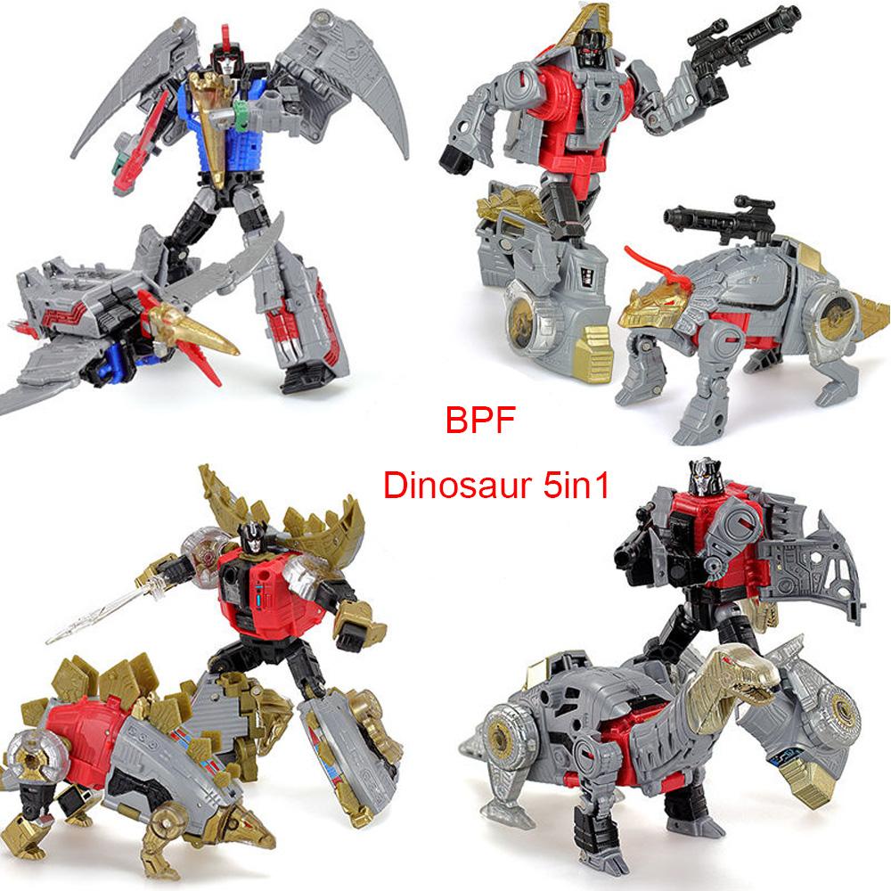 Игрушки-трансформеры Динозавры Dinoking Комбинация Деформация Grimlock Swoop Sludge Slag Snarl Модель Робот В НАЛИЧИИ BPF 5-в-1 G1 Игра Развлекательные Безопасные