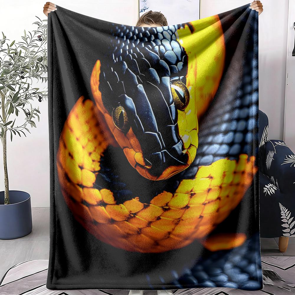 Snake Throw Soft Flannel AC Blanket Lightweight Summer Nap Throw Cozy Blanket for Sofa Bed Travel Home