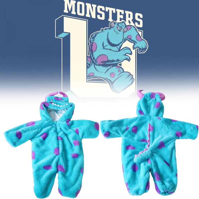 Adorable Baby Sullivan Monster Plush Onesie Thick Hooded Pajamas For Autumn Winter