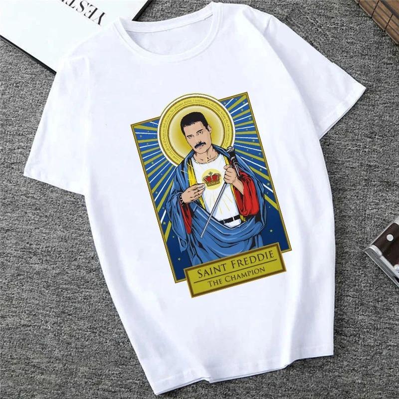 Футболка Freddie The Queen Белая Модная Женская Футболка Харадзюку Каваи Одежда С Коротким Рукавом Летняя Футболка Повседневный Женский Топ С Круглым Вырезом