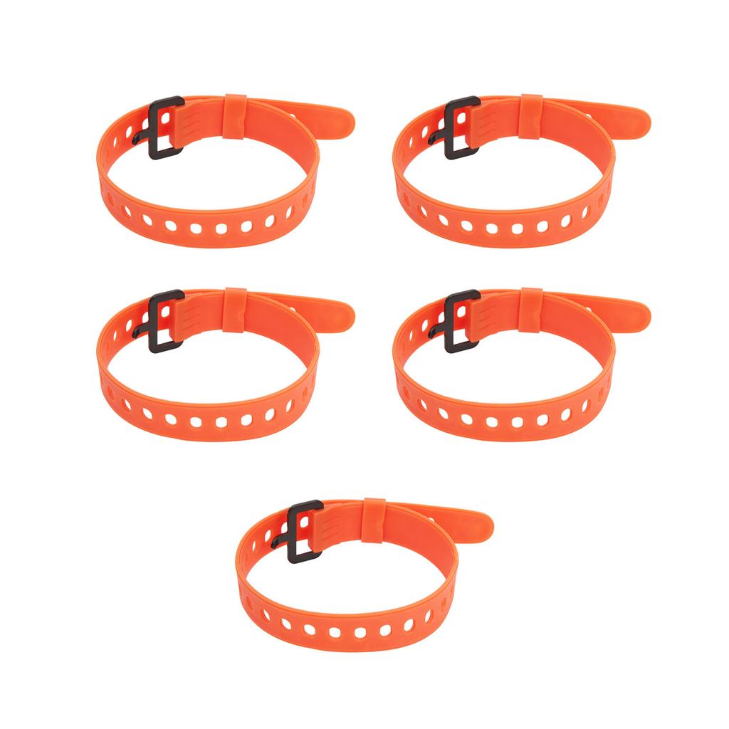 5Pcs Reusable Cable Tie Rubber Cable Strap Fastener Wire Organizer Iron Buckle Orange