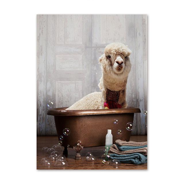 Забавный декор ванной и туалета, холст, картина, животное, постер для ванной, медведь, осьминог, пингвин, шимпанзе, ретро, настенная живопись, искусство, куадрос