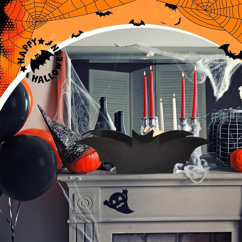 Halloween Bat Makeup Brush Holder Gothic Wooden Storage Box Display Holder Cosmetics Jewelry Storage Tray Home Party