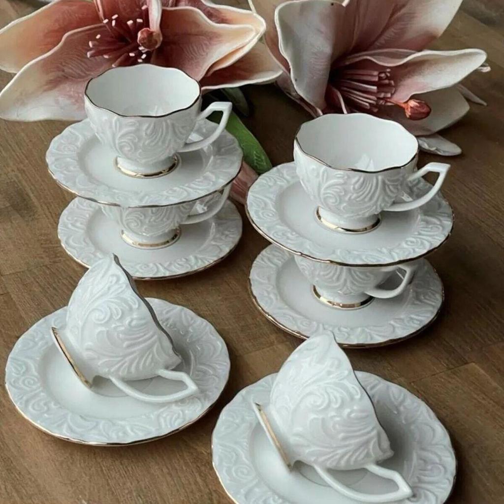 Набор из 6 фарфоровых кофейных чашек. Декоративные кофейные чашки из 12 предметов.