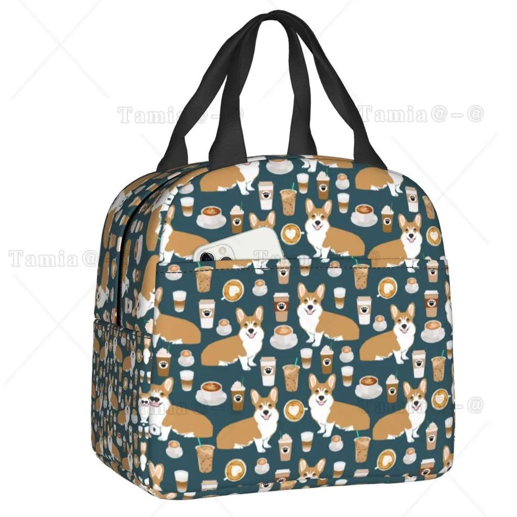 Кофе Welsh Corgi Dog Многоразовые ланч-боксы для женщин Водонепроницаемый охладитель Термосумка для еды Изолированная сумка для обеда для детей Школьники