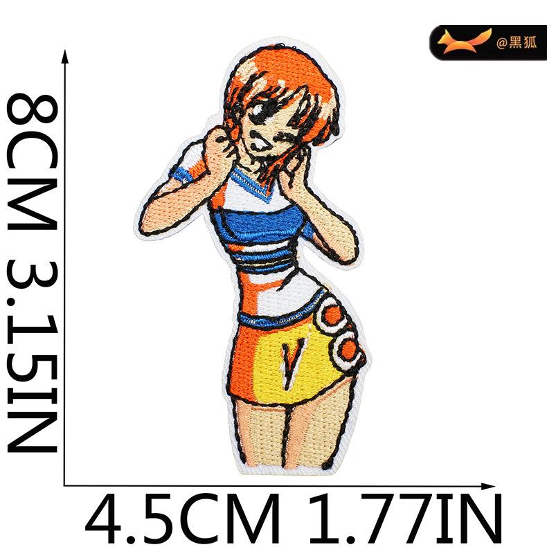 Черная лиса мультфильм анимация персонаж вышивка ткань наклейка японский цельный патч компьютерная вышивка наклейка