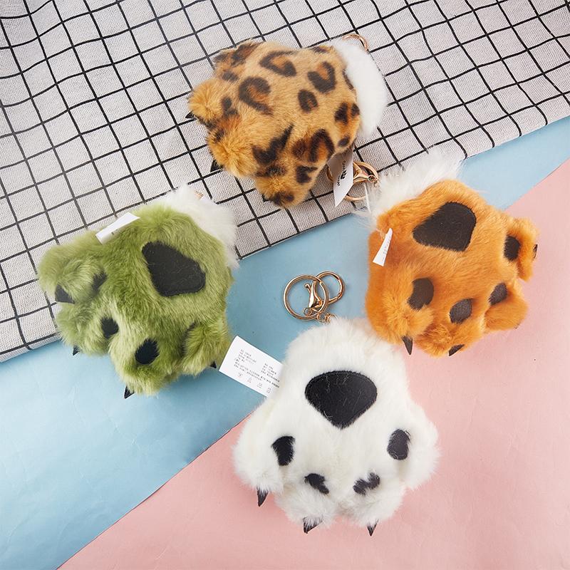 Имитация лапы тигра, плюшевая игрушка, подвеска в виде животного, брелок с леопардовым принтом, школьная сумка