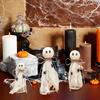 3Pcs Rustic Halloween Ghost Decor Handcrafted Wooden And Fabric Ghost Figurines 3 Sizes Farmhouse Style Shelf Decorations Party Supplies
