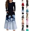 Girls' Tiered Ruffle Dress - Long Sleeve Printed Maxi With Pockets