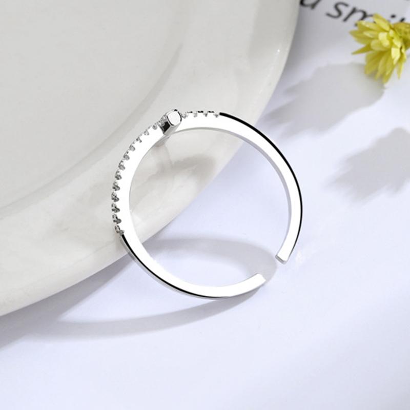 Korean Zircon Ring Personality Cross Open Adjustable Finger Rings for Women Silver Jewelry Accessories Party Gift