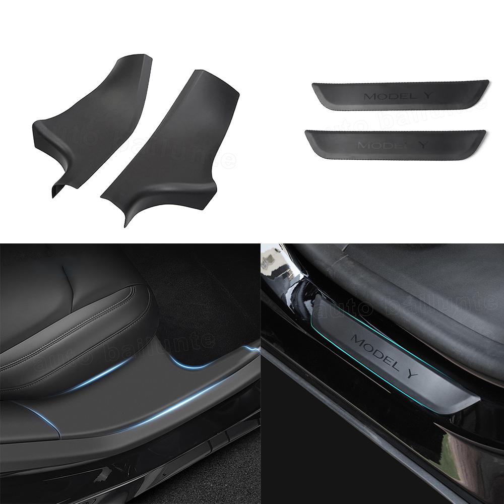 2Pcs Car Rear Door Sill Protective Cover Anti-dirty ABS Rear Door Protection Cover For Tesla Model Y 2022 2023
