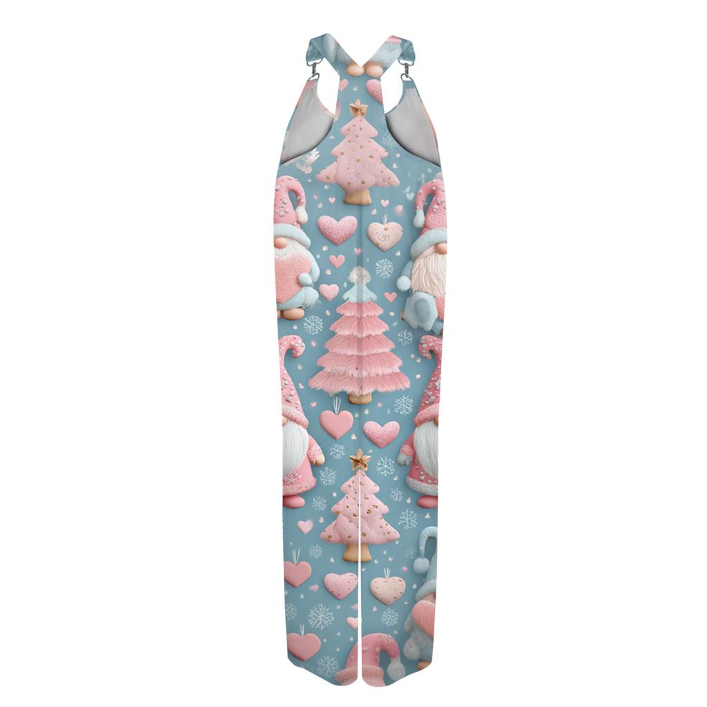 Women's Summer Overalls Floral Print Vintage Jumpsuit (Non-Adjustable Straps)