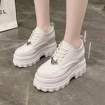 Модные женские кроссовки на высокой платформе 11 см, осенние, на толстой подошве, повседневные, для папы, прогулочные, массивные, женские, кожаные кроссовки Zapatos Mujer