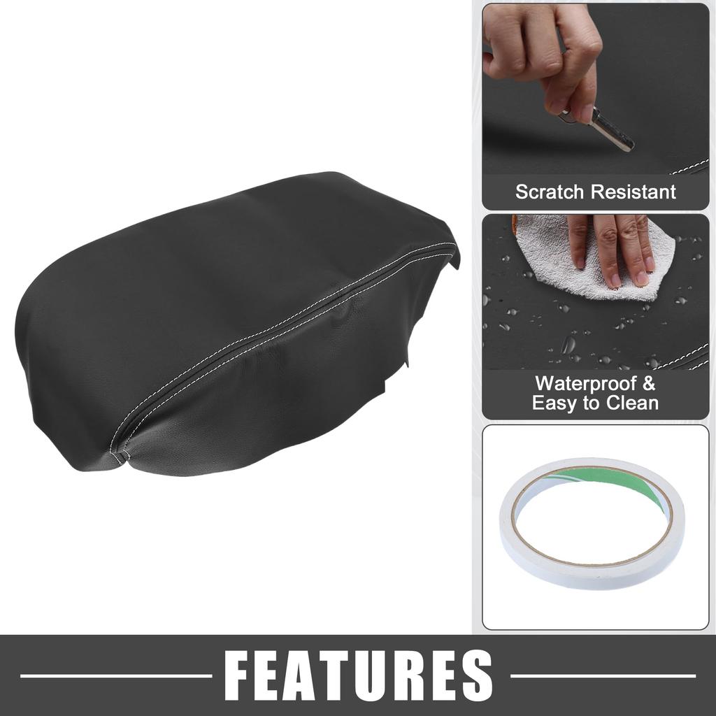 ABSOPRO Car Center Console Pad, Waterproof Armrest Seat Box Cover Protector for Dodge Charger 2008-2010, Black with White Stitching