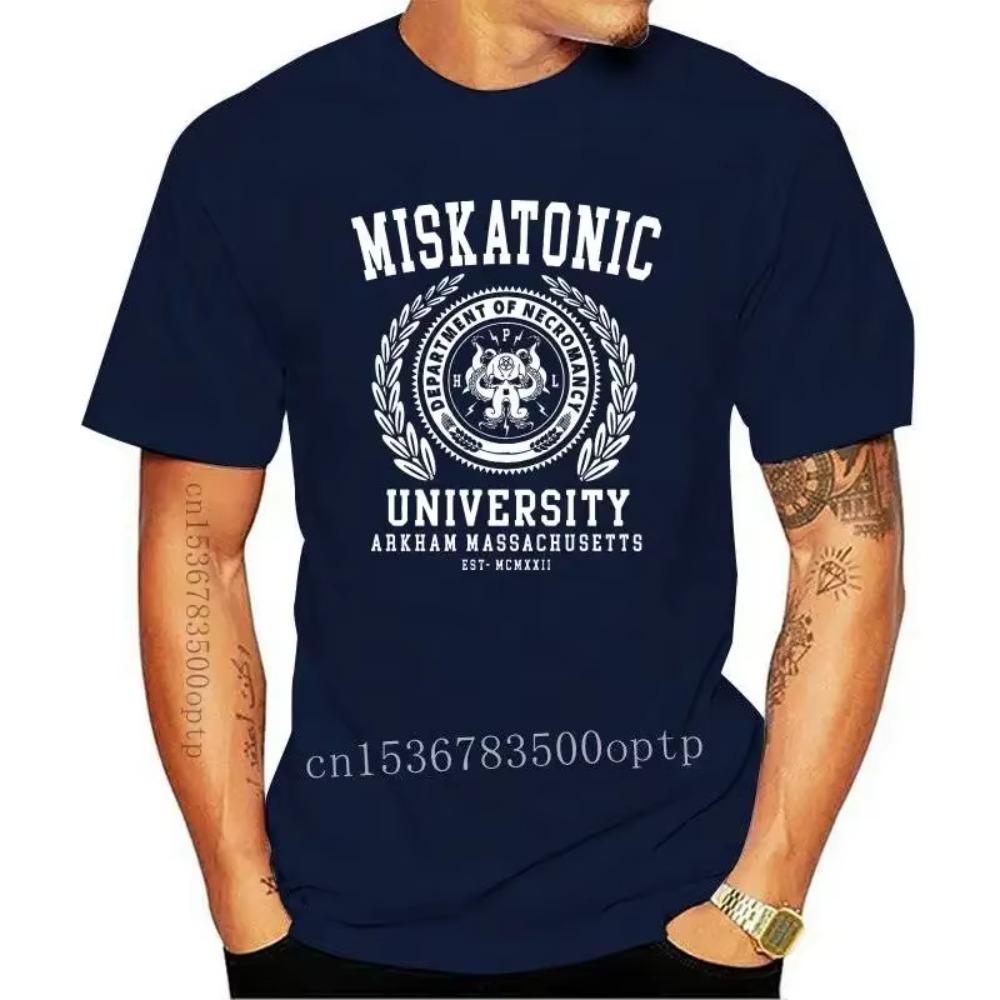 Новая футболка Cthulu And Lovecraft Miskatonic University для мужчин Call Of Cthulhu Necronomicon Funny Tees Crewneck Cotton Tops T Shir