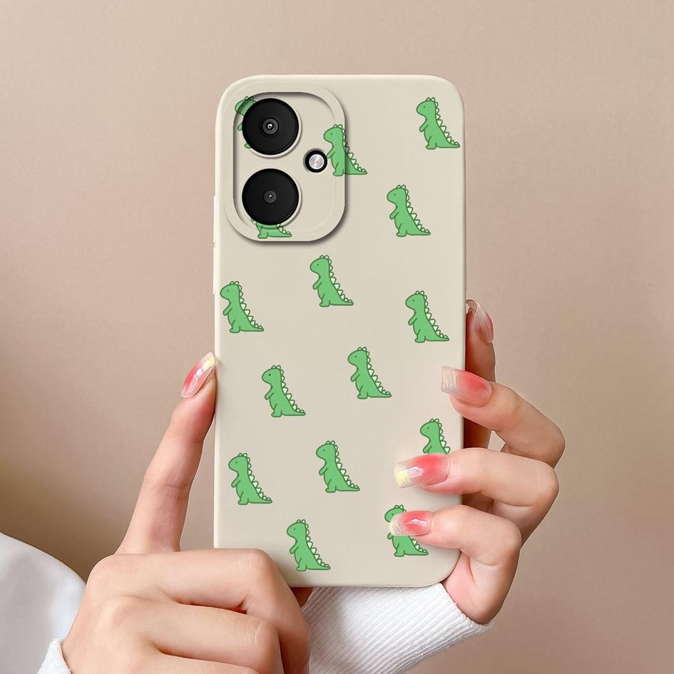 Lovely Dinosaur Cartoon Pattern Bumper For Xiaomi Poco M6 Pro 4G 5G X6 F6 F5 F 6 F 5 Phone Case Camera Protection Matte Silicone Back Cover For Xiaomi