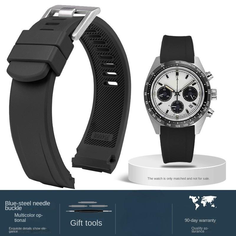 Для Seiko PROSPEX SSC813P1 SSC909P1 панда резиновый изогнутый конец Черный Синий Оранжевый ремешок для часов Силиконовый водостойкий мягкий мужской ремешок