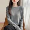 Женский вязаный свитер с круглым вырезом и длинным рукавом из смесовой шерсти, осенний 2026 - Вязаная одежда в корейском стиле