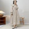 Japanese Spring Pleated Forest Dresses Casual Retro Ruffles Collar Cotton Loose Simple Women Dress