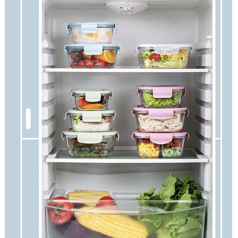 Набор стеклянных ланч-боксов, контейнеры для хранения продуктов с герметичной крышкой, стеклянный ланч-бокс для обеда дома, кухни, офиса