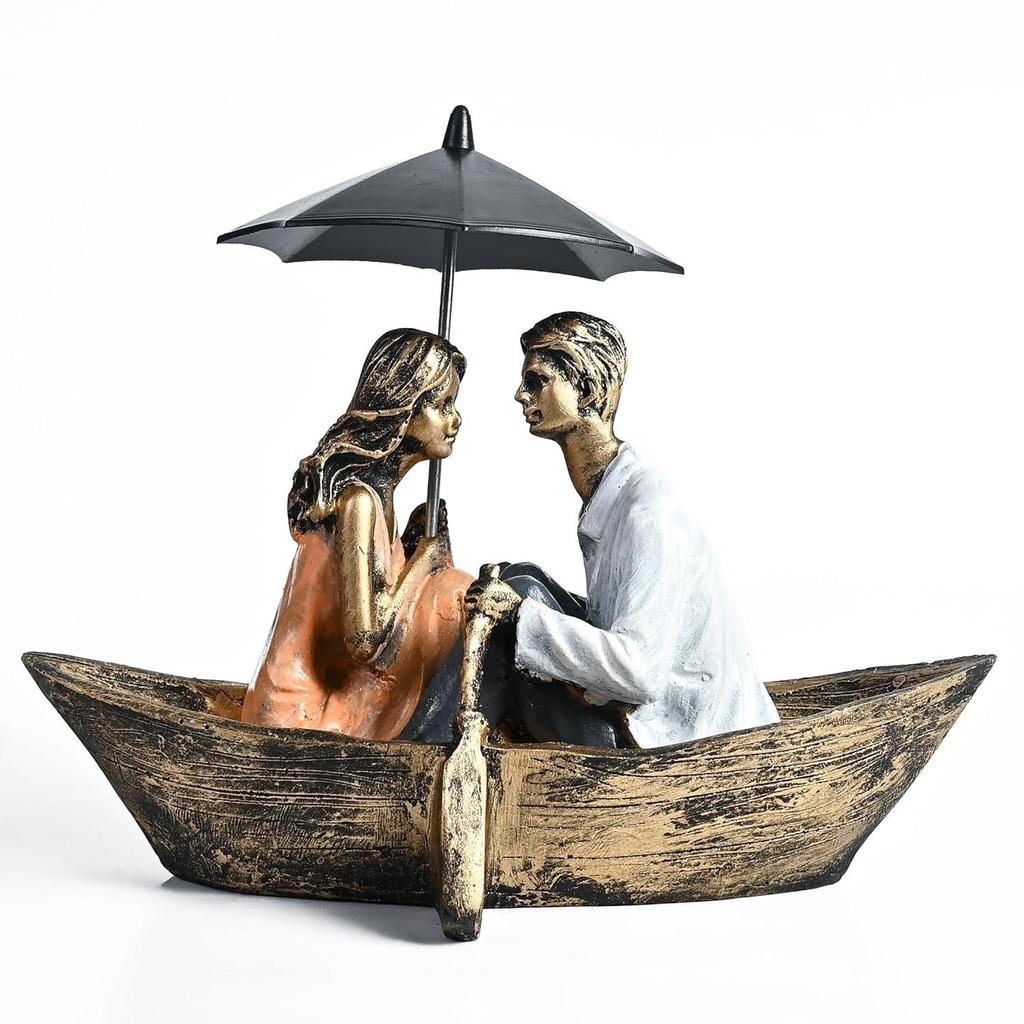 Романтическая статуэтка «Пара на лодке» | Идеально подходит для домашнего декора | Идеальный подарок на День святого Валентина, дни рождения, годовщины | Красный