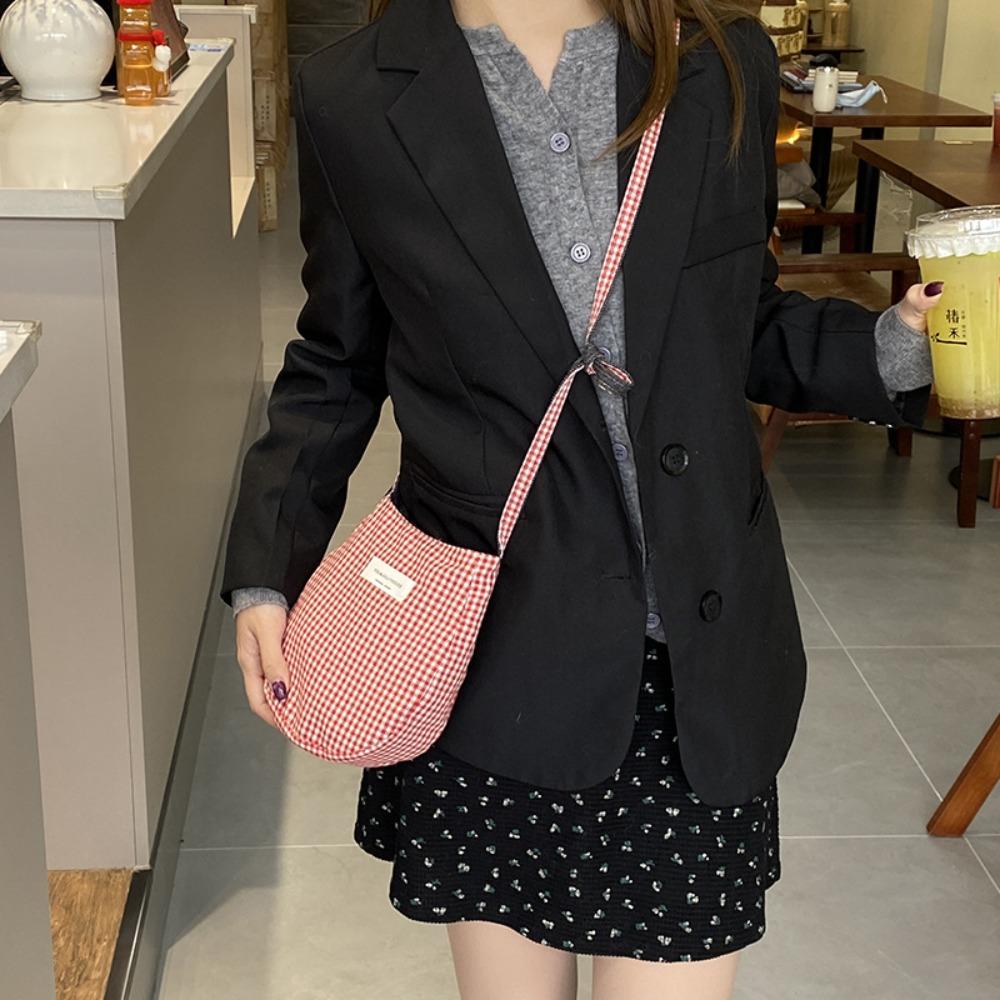 Cute Crossbody Phone Pouch Plaid Grid Shoulder Bag Casual Small Square Bag  Travel