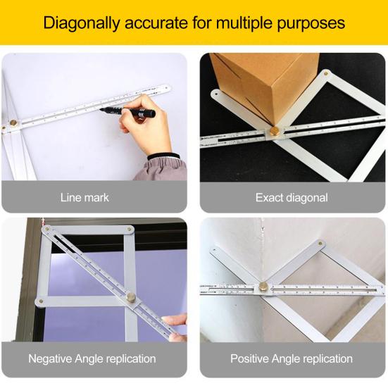 Diagonal Square Ruler Corner Angle Finder High Precise Easy To Use Portable Miter Saw Bevel Gauge Woodworking Ruler