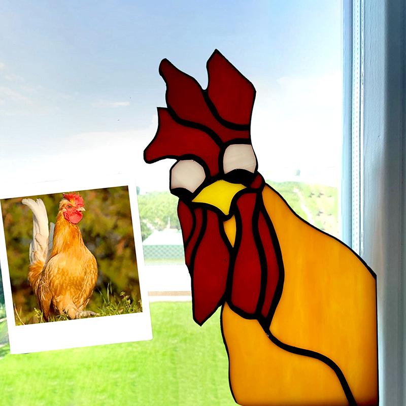 1шт оконный орнамент без перьев 2D домашний петух оконный угловой декор акриловый животное на открытом воздухе